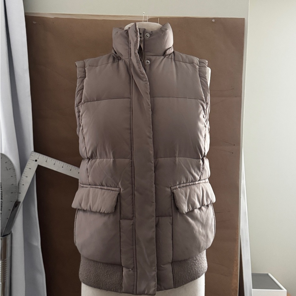 GAP Brown Quilted Puffer Vest with High Collar